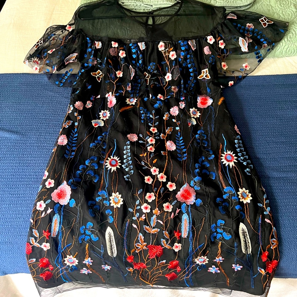 Embroidered floral butterfly dress